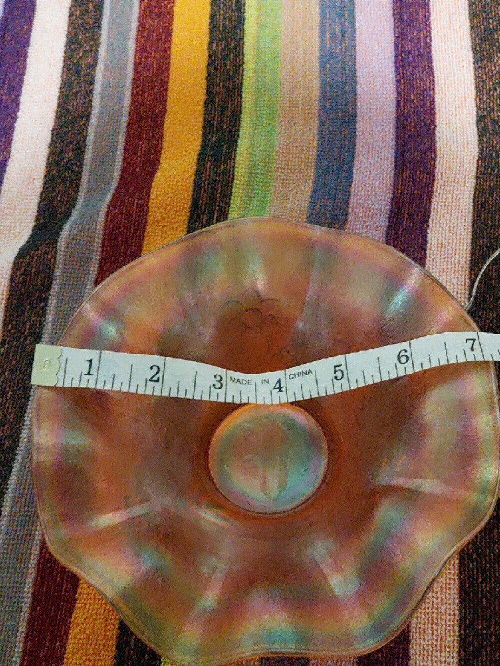 Iridescent Amber Glass Decorative Bowl - Home Art - Picture 4 of 4